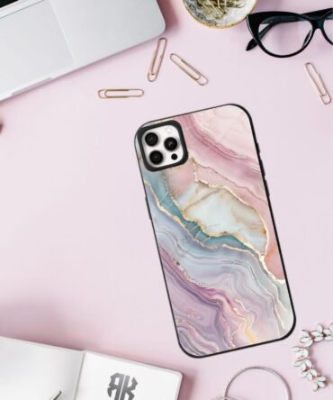 Pink Marble-Luxury Glossy Finish Metal Case | All Models