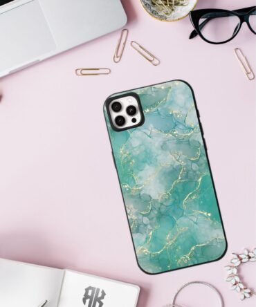 Light Green Marble-Luxury Glossy Finish Metal Case | All Models