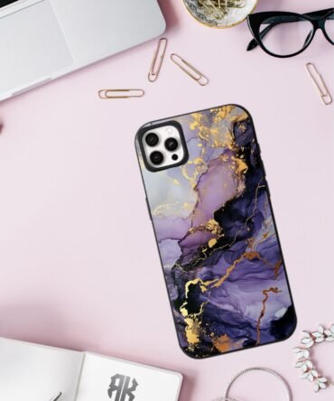 Purple Marble-Luxury Glossy Finish Metal Case | All Models